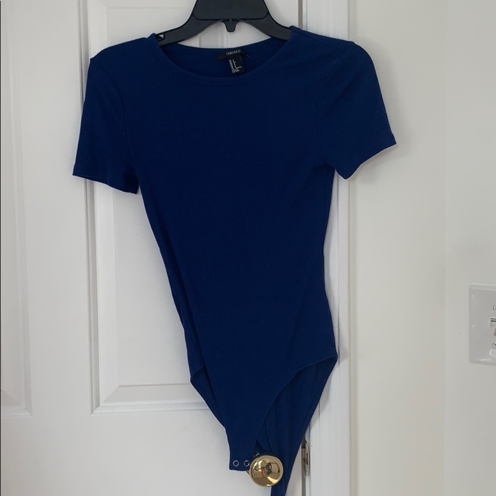 FOREVER 21 BLUE KNIT BODYSUIT